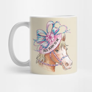 blond horse wearing Cute hat on Race day party Mug